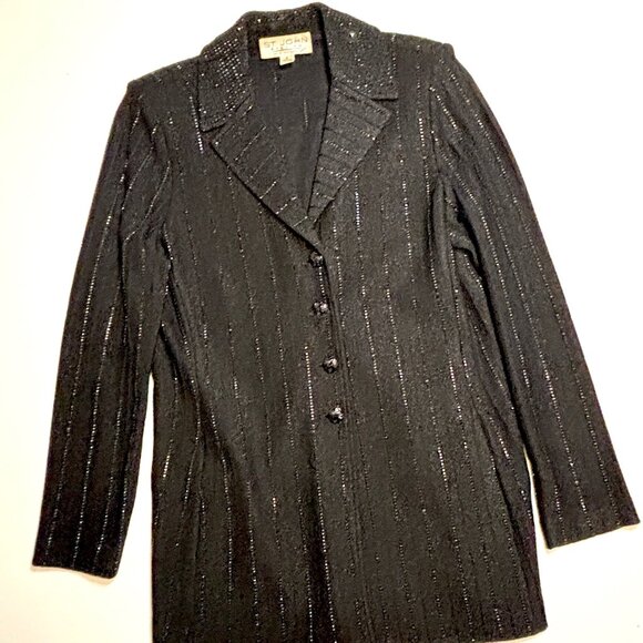 St. John Evening Black by Marie Gray Sequin Knit 2-Piece Pantsuit 4/6 - Picture 3 of 8